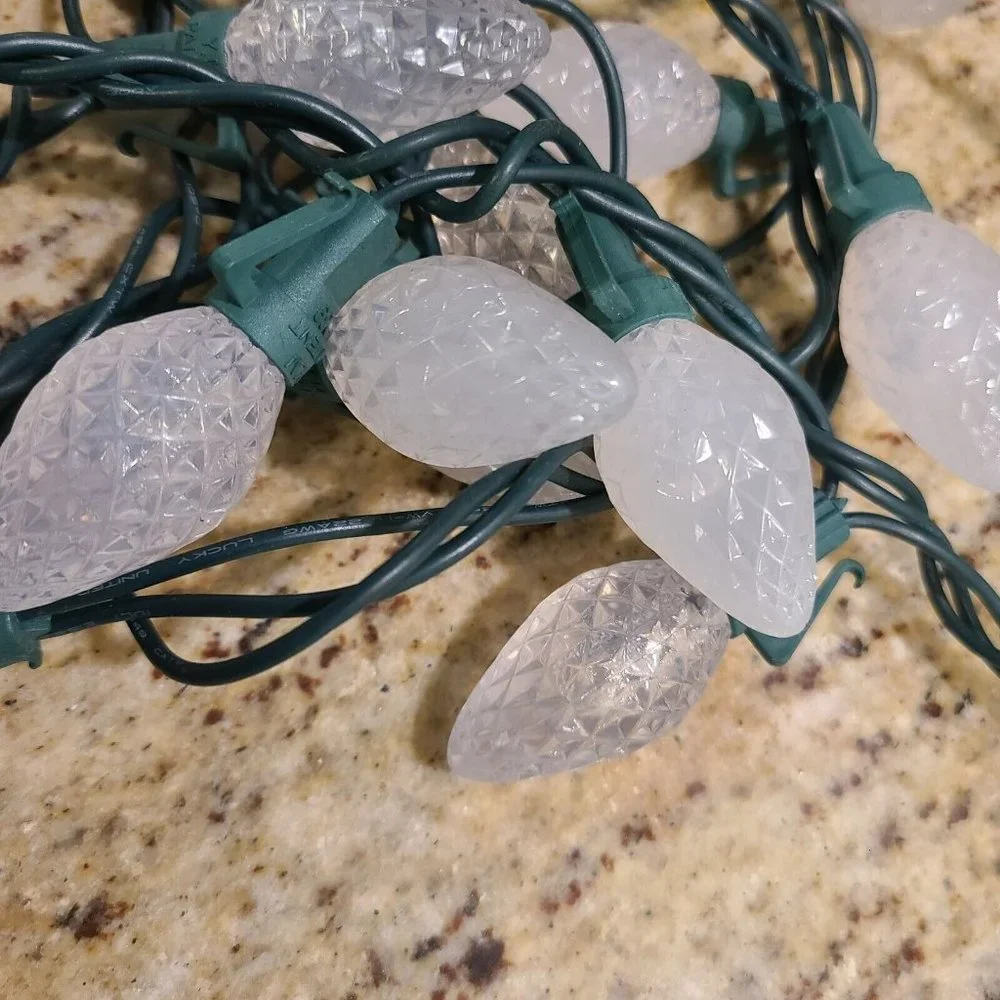 50 Pine Cone Christmas Tree Lights 25 each String Strand White Big Bulb